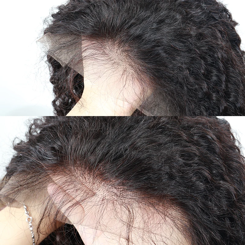 Comprar Pelucas de cabello humano de encaje Pre desplumado pelo de bebé falso cuero cabelludo sin pegamento brasileño rizado transparente Peluca de encaje completo para las mujeres que puede