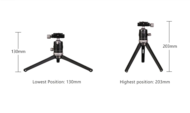 YC ONION Y1 Mini Tripod with Ball Head Load Capacity 10kg Portable Lightweight Aluminum Flexible DSLR Camera Phone Tripod (6)
