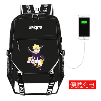 Наруто школьный ранец Итачи Учиха мультфильм студенческий рюкзак для подростка usb зарядка рюкзак для мужчин и женщин сумки на плечо рюкзак - Цвет: 16