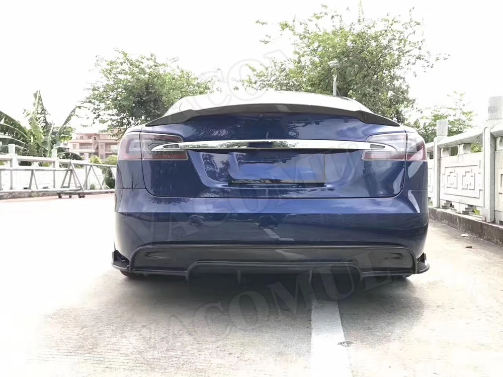 Углеродного волокна задний бампер диффузор спойлер для Tesla модель S 70D P85D 90D P100D Седан 4 двери стайлинга автомобилей