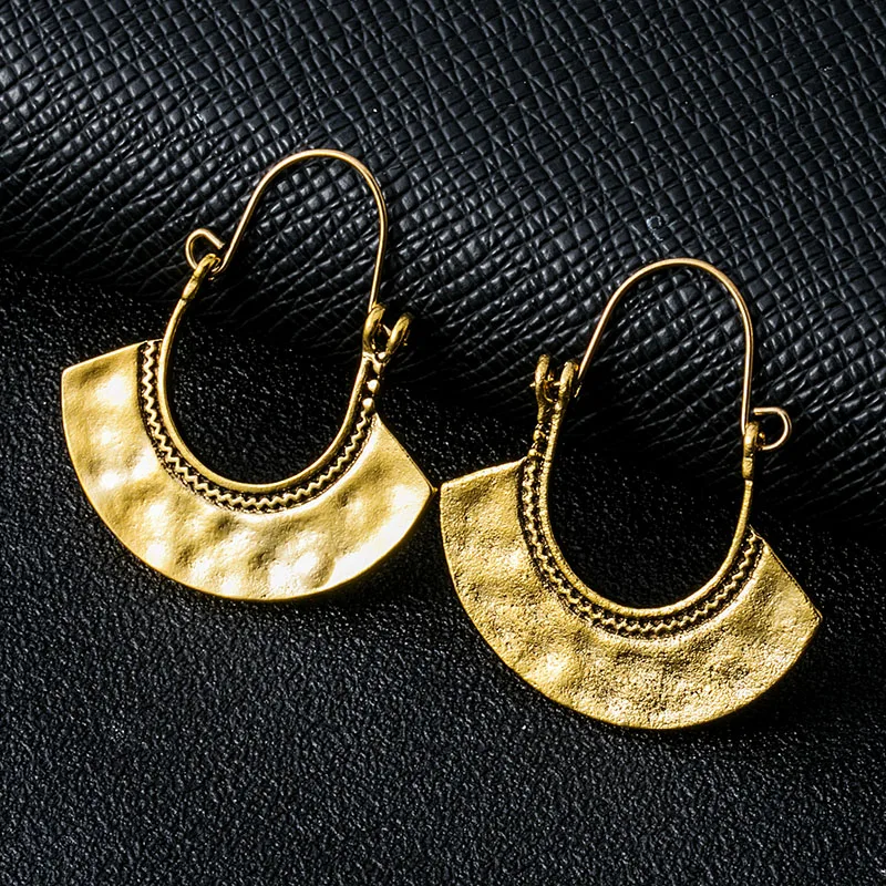 

Indian Tribal Brass Earring Dangle Drop Earring Flower Ornate Swirl Gypsy Earring For Women Boho Vintage Earring EAR00C000B02B