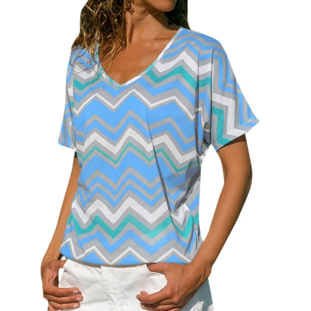 

Fashion Woman T-Shirt Short Sleeve S-2XL V Neck Printed Blusas Femininas de Casual Woman Tee Shirt PL0098