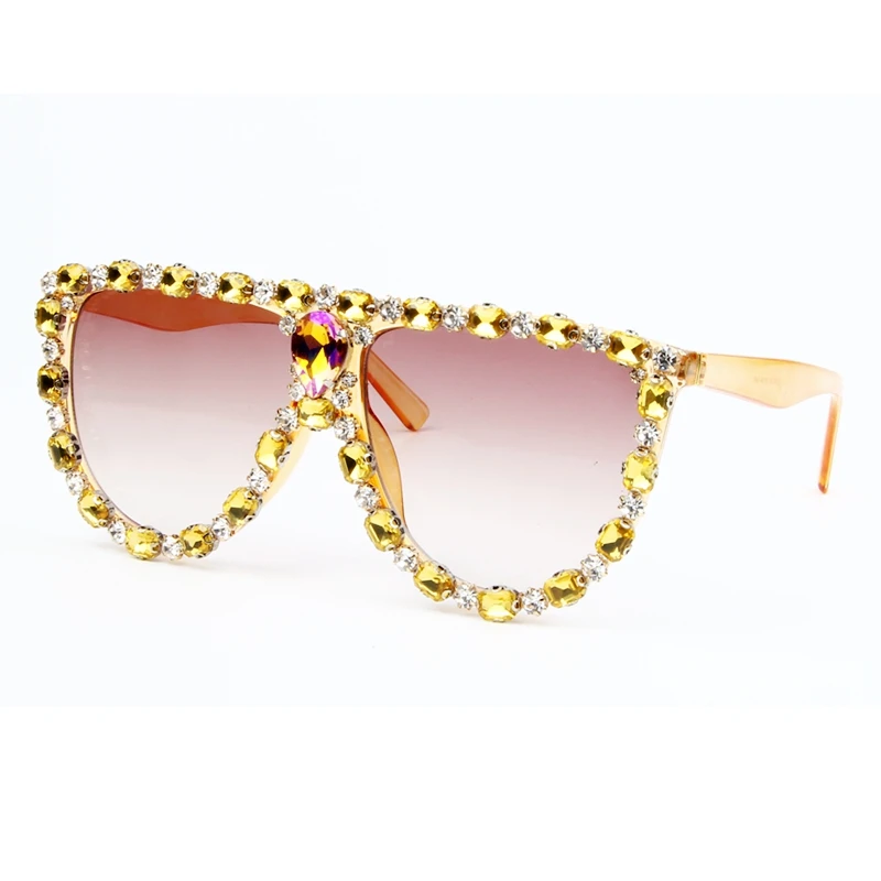 

Summer Women Square Luxury Sunglasses Oversize Unique Clear Female Sun glasses Rhineston Eyeglasses Big 2018 Brand Designer UV40