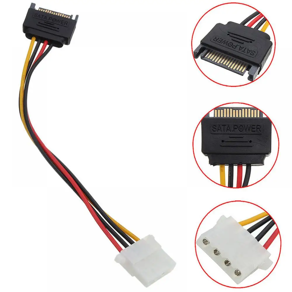 

1x Male Female 4-pin Power Drive Adapter Cable to Molex IDE SATA 15-pin Extension Hard Drive Power Supply Cable