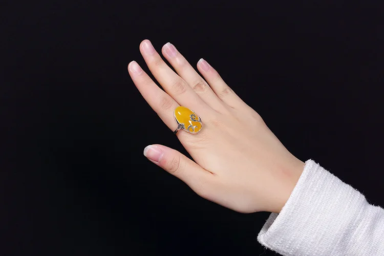 Не поддельные Израиль S925 ювелирные изделия кольцо из стерлингового серебра для женщин высшего класса благородный натуральный Артисан Балтики полудрагоценный камень Янтарный опал