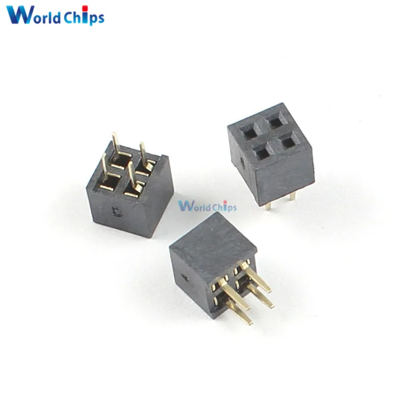 20PCS 2X2 Pin 4P 2.54mm Double Row Female Straight Header Pitch Socket Strip | Электронные компоненты и