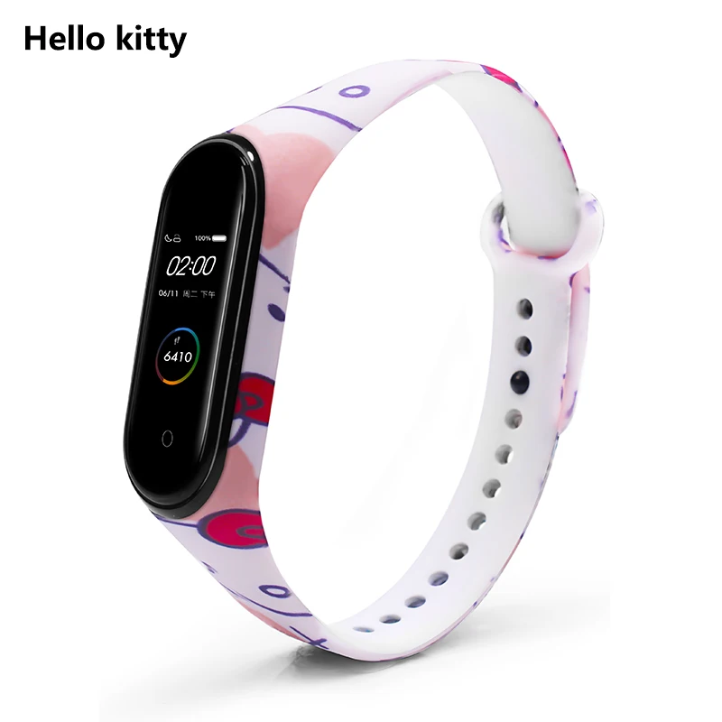 Hellokitty BOORUI mi band 4 ремешок силиконовый miband 4 универсальные аксессуары спортивный ремешок на запястье Замена для xiaomi mi band 4 смарт-браслеты - Цвет: Hellokitty