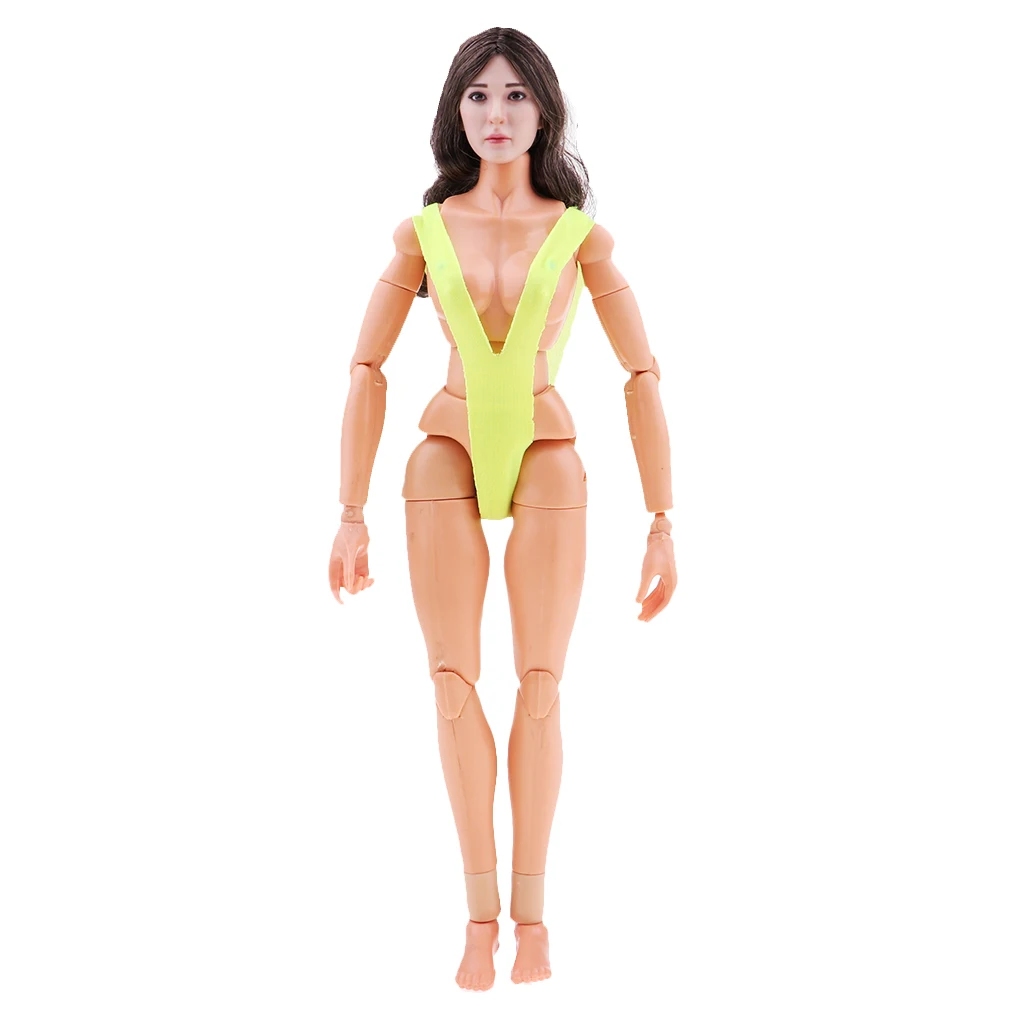 1/6 Scale Female Hiar Head Sculpture with Sexy Open Bikini Set for 12inch   Enterbay Action Figure Mode Doll Accessory