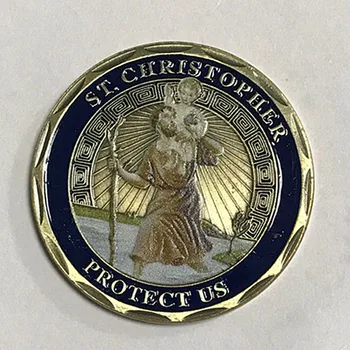

10 pcs The Patron Saint of Travelers badge A men protect US 24K real gold plated 40 mm souvenir collectible coin