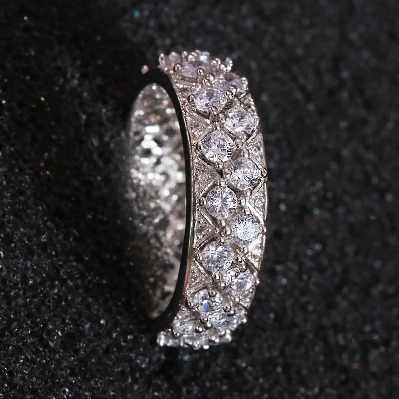 Yanleyu Luxury Fashion Lady Sparkling Full AAAAA Cubic Zirconia Engagement Ring 925 Silver Color Wedding Jewelry PR245