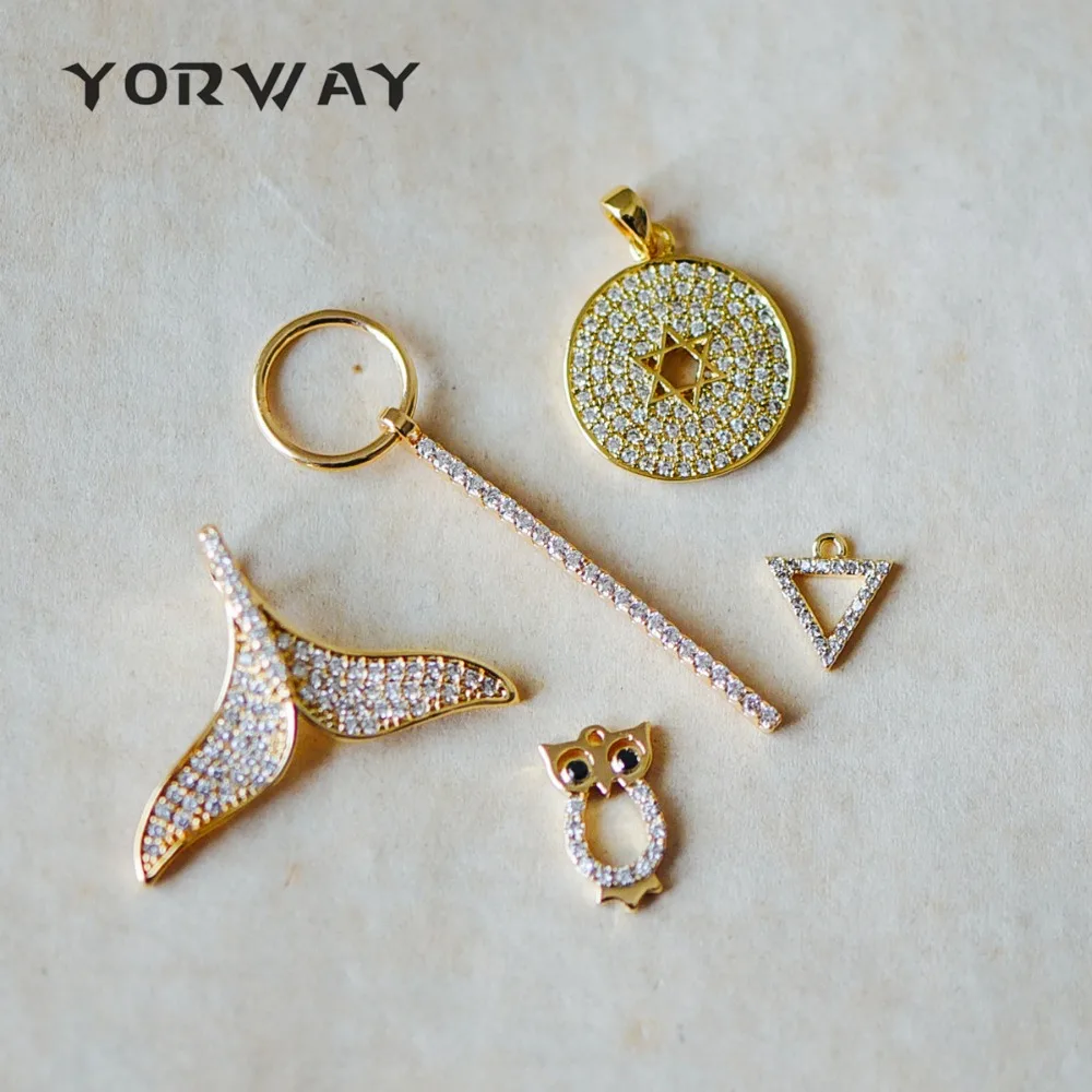 

4pcs/lot Cubic Zirconia Mirco Pave Charms, Gold tone CZ Paved Pendants, Tarnish Resistant