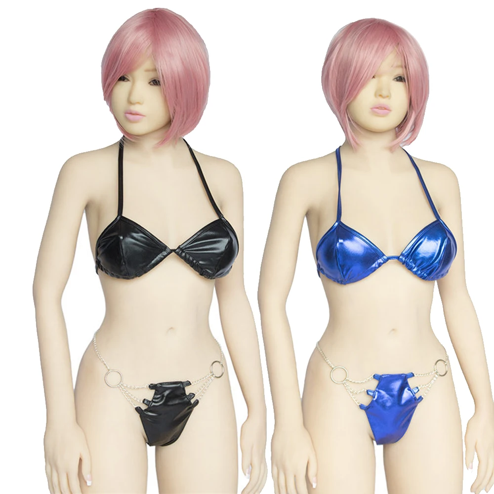 

Sexy Lingerie Bikinis Set Female Bra latex Underpants G-Strings steel O ring Thongs Halter underwear Summer Babydoll Lover games