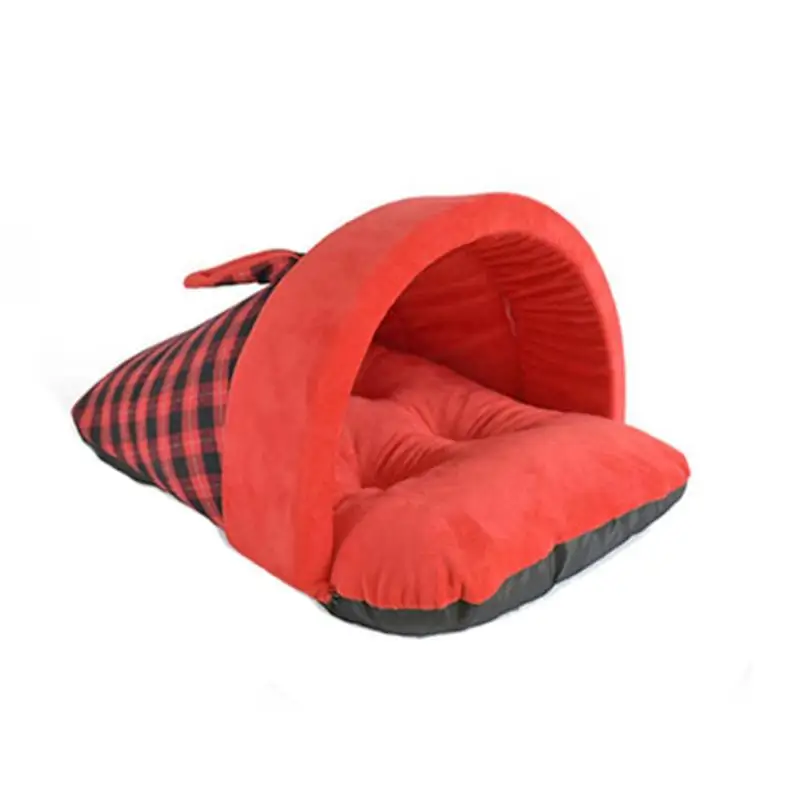 Милые тапки в клетку в форме Мягкие короткие плюшевые ботинки кровать для домашних животных Теплый кошка гнездо Конура для щенка дом для