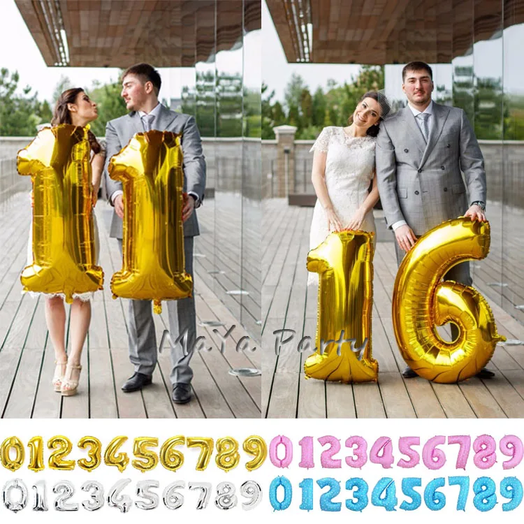 

Hot Wedding Decoration 40inch number 0-9 Digital Figure Number Balloon Aluminum Foil Helium Balloon Birthday Party Celebration