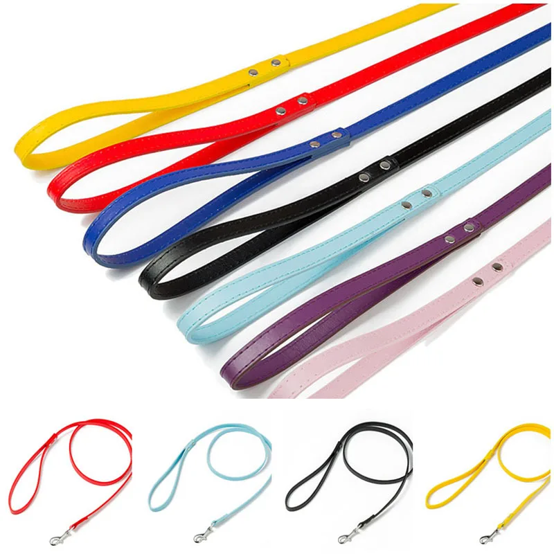 

PU Leather Pet Cat Leash 4 Feet Walking and Running Pet Leash for Small Dogs Cats Black Red Blue Pink Yellow Sky-blue 1.5/2.0cm