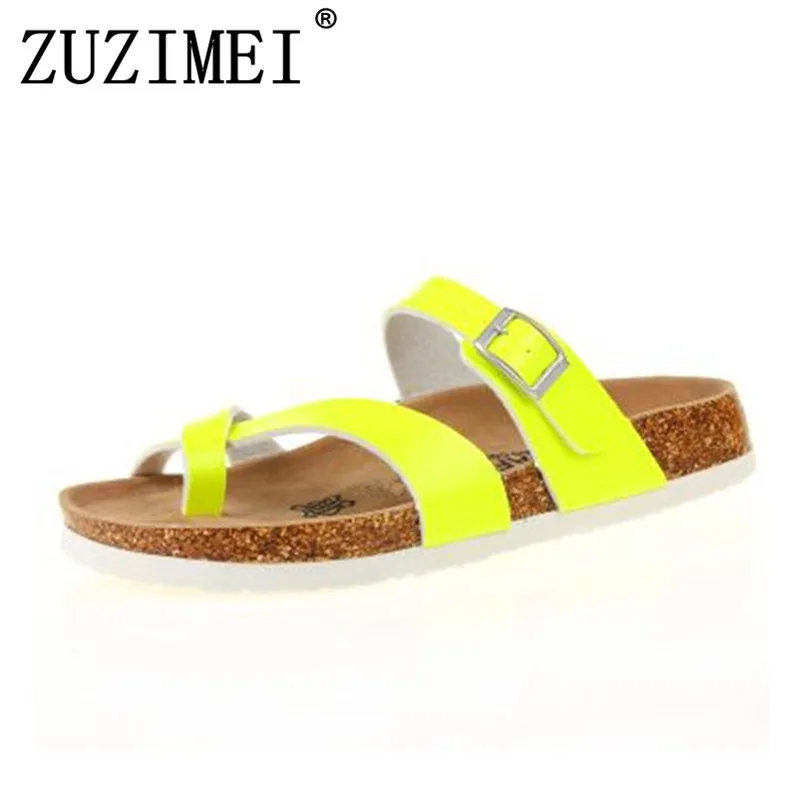 

ashion Cork Sandals Slipper 2018 New Women Summer Mixed Color Casual Beach Slip on Flip Flops Slides Shoe Flat size 35-45