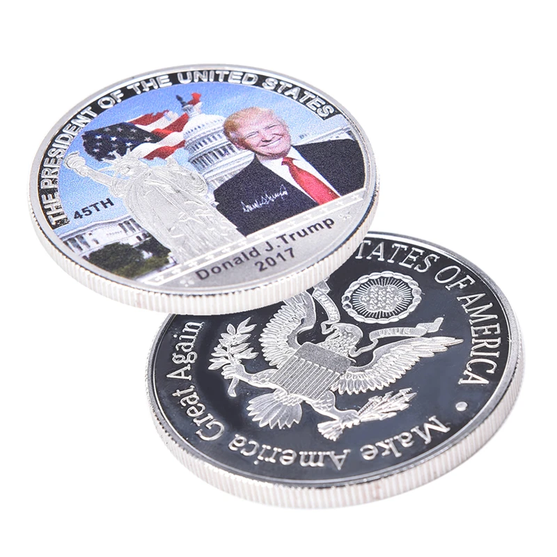 Серебряная монета Американский 45-й президент Дональд монета с изображением Трампа Белый дом США Статуя Свободы Серебряная коллекция металлических монет