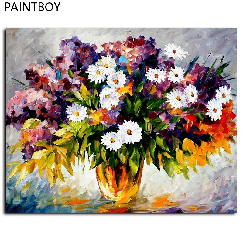 

PAINTBOY Framed Pictures Painting By Numbers Rose Flower Handwork Canvas Oil Painting Home Decor For Living Room GX6749
