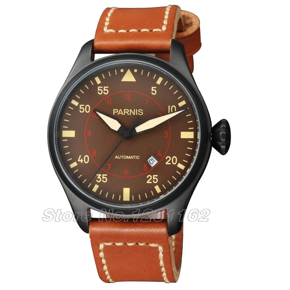 

Free shipping 47mm Parnis PVD Case Brown Dial Luminous Automatic Movement Men's Watch 101201