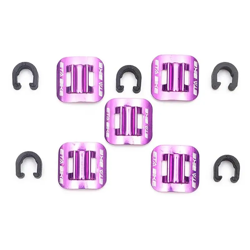 5 шт. велосипедные тормозные Кабельные Зажимы для направляющей велосипедной передачи, кожух проводки, направляющие для шланга из алюминиевого сплава с зажимами - Цвет: Фиолетовый