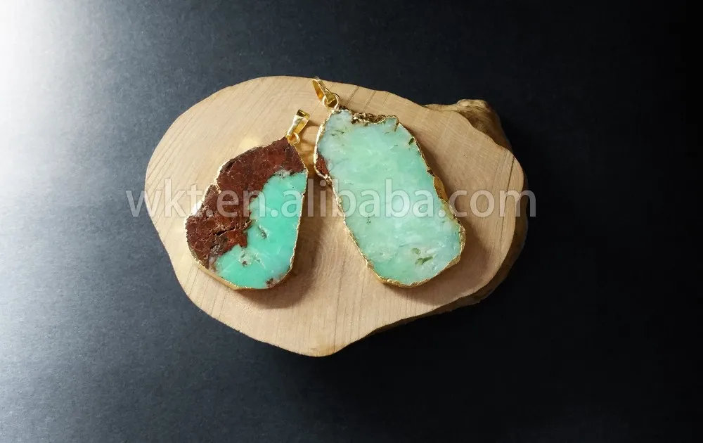 chrysoprase, WKT jóias pingente de pedra na