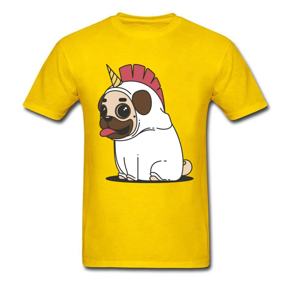 Tops & Tees Unicorn pug dog Father Day 2018 Newest Gift Short Sleeve 100% Cotton Round Collar Man T Shirt Gift Sweatshirts Unicorn pug dog yellow