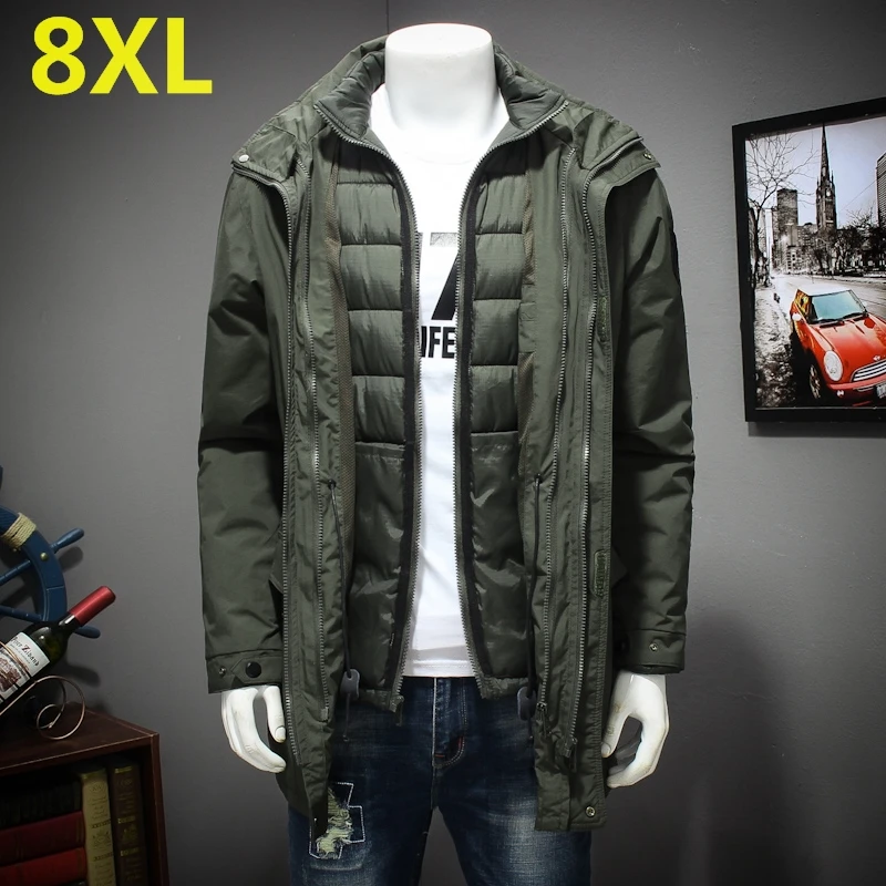 Размера плюс 2 в 1 10XL 9XL 8X 2018 Новое поступление теплая верхняя одежда зимняя куртка