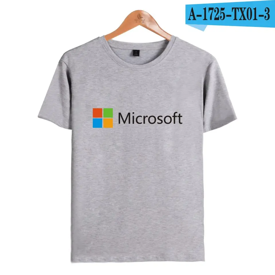 FRDUN tommeit Google microsoft, летняя футболка для мужчин, хлопок, короткий рукав, принт, рисунок, Повседневная футболка, Homme, для мужчин/женщин, плюс размер - Цвет: gray