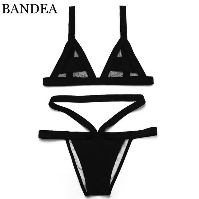 Best Offers BANDEA bikini 2017 Women's Sexy Hollow Bandage Swimsuit Mesh Bikini Set Swimwear Sexy Mini String bandage bikini