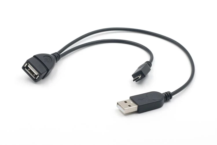 1 2 OTG 마이크로 USB 호스트 전원 Y 분배기 USB 어댑터 Mirco 5 핀 남성 여성 블랙 코드 휴대 전화 충전 케이블