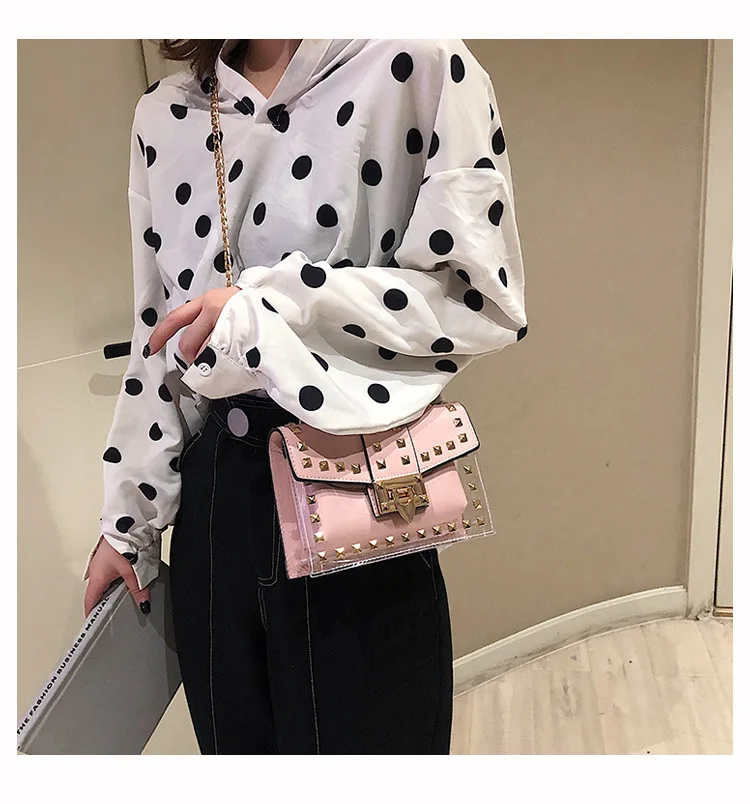 

Transparent bag 2019 Fashion New High Quality Women's Designer Handbag Cute Girl Lock Chain Shoulder Messenger bags