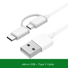 30 см 2А 2 в 1 мобильный Быстрый зарядный USB кабель два в одном Micro USB+ type C дата кабель для синхронизации для samsung Xiaomi