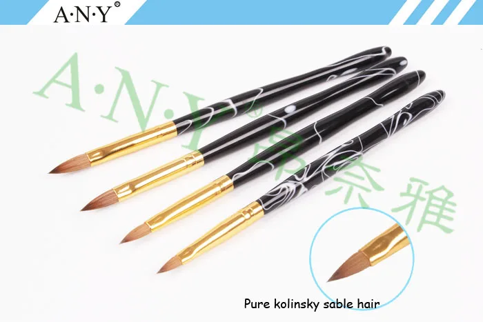 Alça de Metal Escova do Unha Frete Grátis Qualquer Chinês Estilo Antigo Oval Kolinsky Acrílico 12 10 Pçs - Lote 5 Escovas de unhas