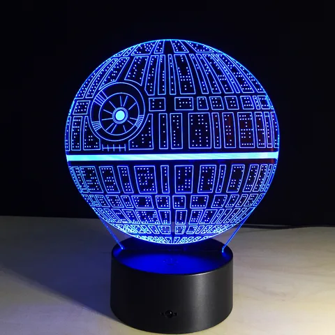 Interruptor do Toque Lâmpada de Mesa Decoração do Quarto Iluminação para Presente Luz da Noite Worldyea Star Wars Death Levou Usb 7 Cor Colorido 3d