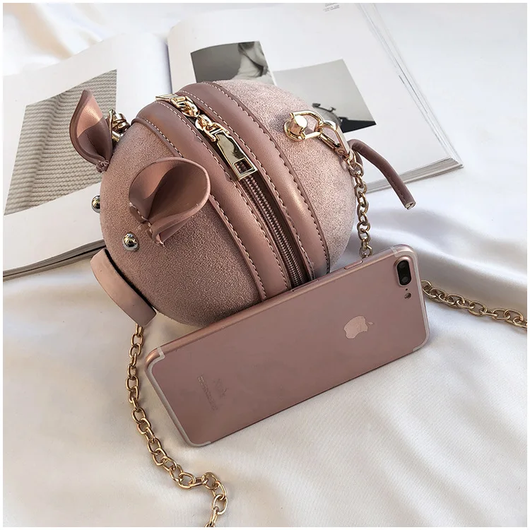 HOCODO, милые женские сумки-мессенджеры в форме свиньи, дамская сумочка, матовая поверхность, маленькая круглая сумка, кошелек для телефона, на цепочке, сумки через плечо из искусственной кожи