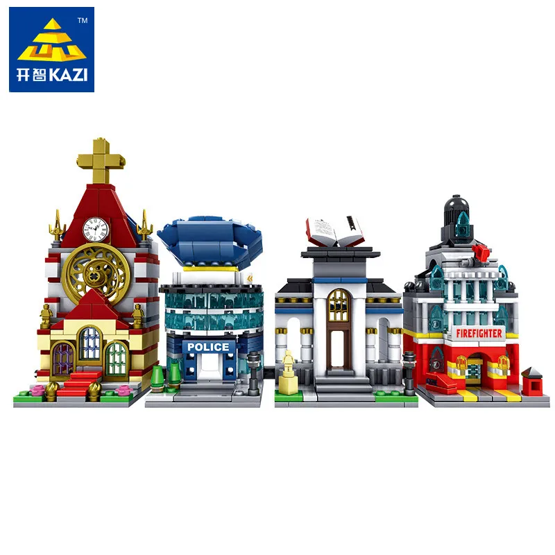 

4 Styles KAZI Mini Architecture Building Blocks Toys for Children [2 IN 1] Plastic DIY Assembling Bricks Educational Block Sets