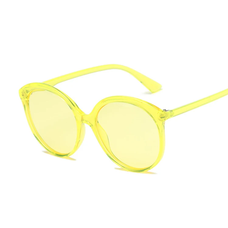 Винтажные зеркальные солнцезащитные очки с круглыми негабаритными линзами для женщин, фирменный дизайн, металлическая оправа, женские розовые солнцезащитные очки, женские крутые ретро очки - Цвет линз: Цвет: желтый