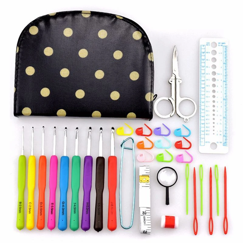 

Crochet Hooks Knit Colorful Crochet Needle Set Sweater Knitting Needls Set Diy Clothes Scarf With Bag