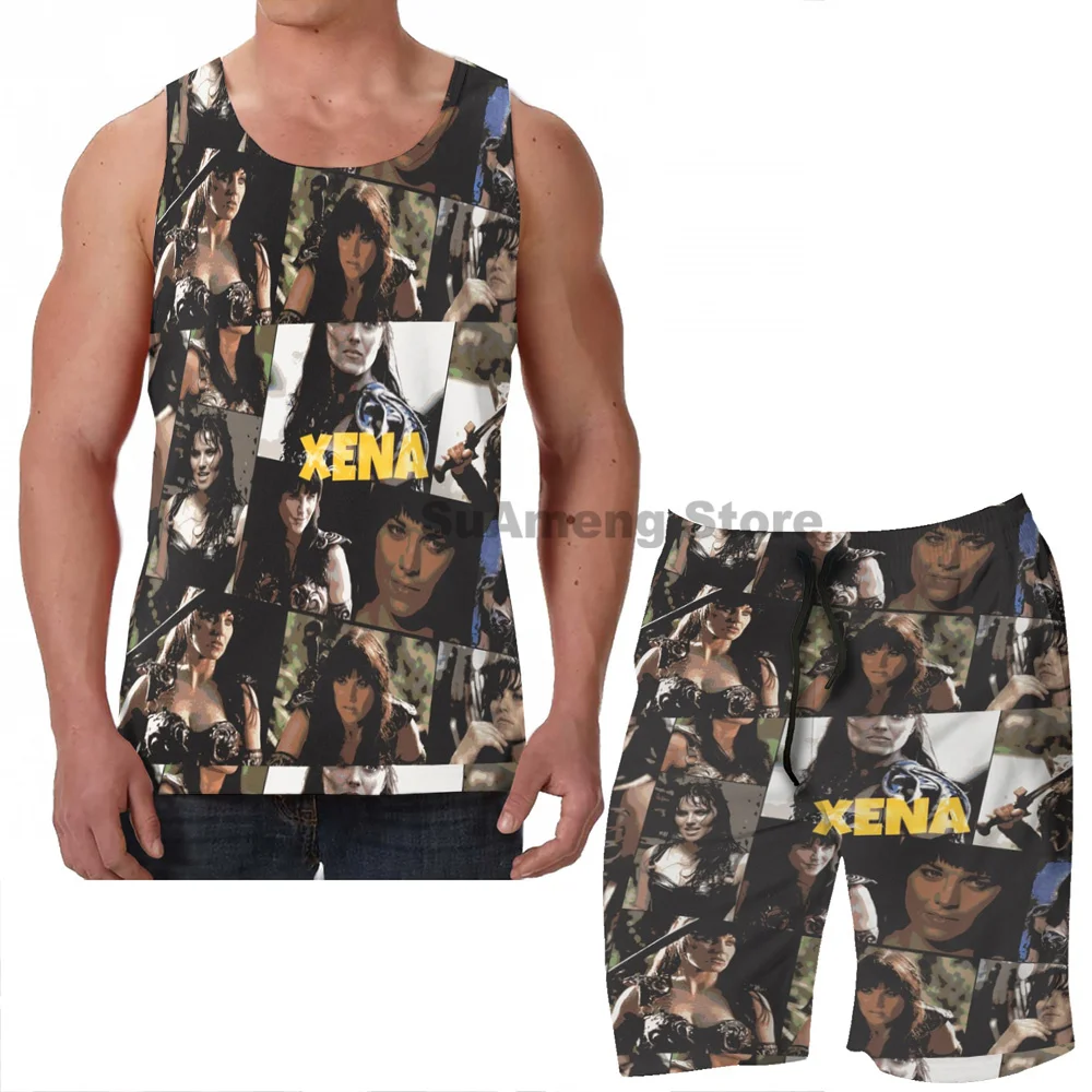 

Summer Casual funny print men Tank Tops Women Xena men Board beach shorts women sets fitness sleeveless vest
