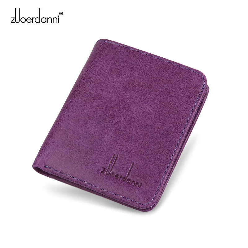 Ультратонкий мини-кошелек мужской короткий кошелек ретро кожаные вертикальные кошельки женский тонкий кошелек высокое качество A605-1 - Цвет: purple