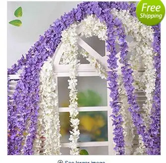 

80"(200cm) Super Long Artificial Silk Flower Hydrangea Wisteria Garland For Garden Home Wedding Decoration Supplies 6 Colors