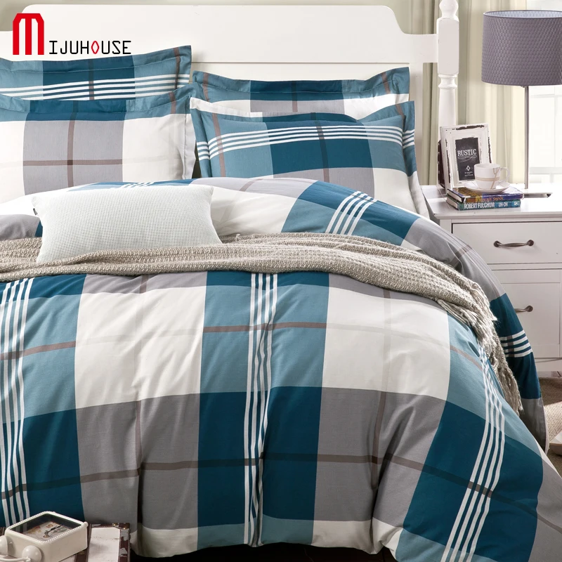 

New 100% Cotton Stripe Duvet Cover Fitted Sheet/Mattress Cover Pillowcase 4Pcs Complete Bedding Set Twin Full Queen King 8 Sizes