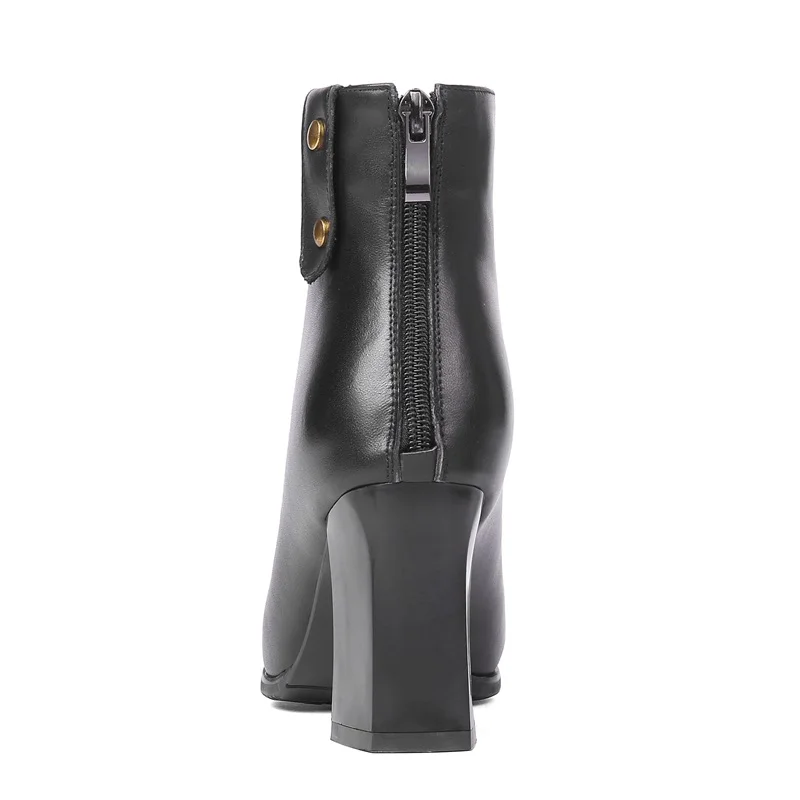 Sexy Y Punta De Tobillo Alto Fiesta Cuero 2018 Tacón Botas Genuino Zapatos Mujer Apricot Nuevo black Negro Zvq Moda Albaricoque Popular Cuadrado q06UAaq8W