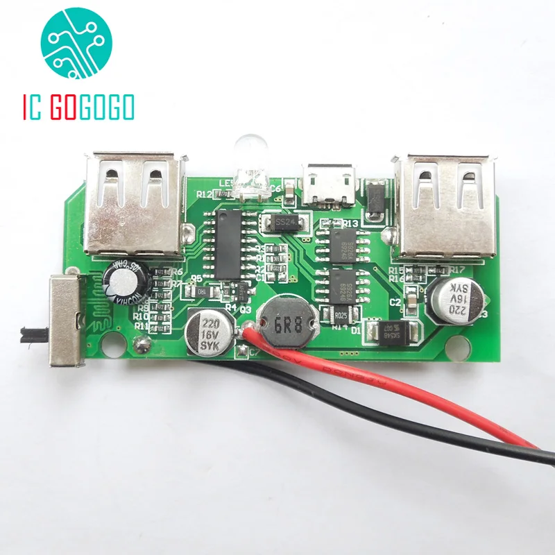 

DIY 5V 2A 2.1A Mobile Power Bank Charger Board Set Up Boost Module iPhone Android Identify Dual USB Output Intelligent Chip