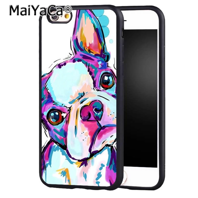 Розовый чехол MaiYaCa с собакой Boston Terrier для iPhone 5 6 s 7 8 plus 11 12 Pro X XR XS max Samsung S6 S7 S8 S9 S10|cover