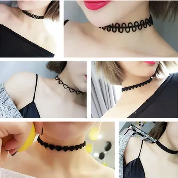 

Fashion Jewelry Simple Leather Lace Tattoo Heart Choker Necklace Black Velvet Hollow Love Clavicle Necklace Collar