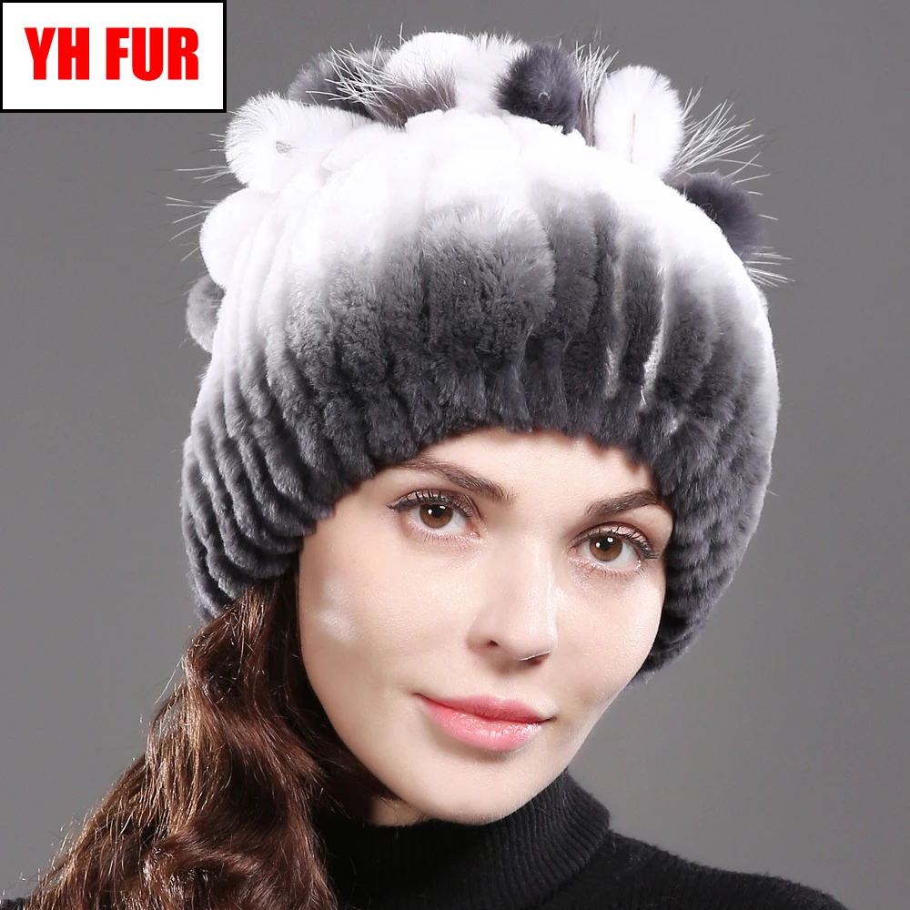 Женская Зимняя Шапка бини из натурального Лисьего меха|Женские Skullies и шапочки| |