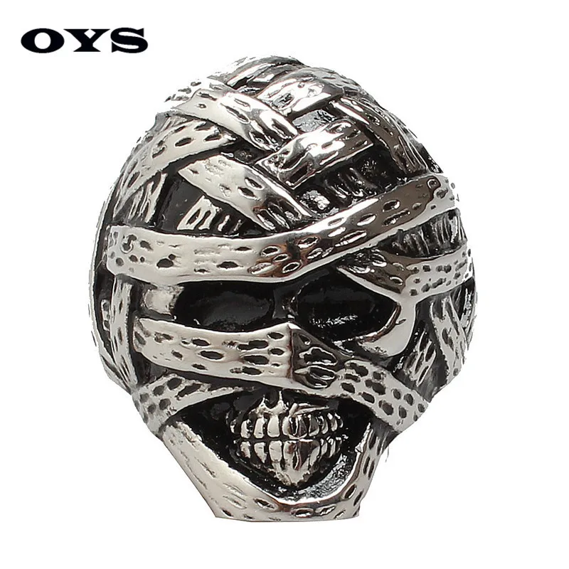 New Arrival Retro Gothic Mummy Skull Ring Titanium Punk Rock Rings Men Stainless Steel Cool Skeleton Rings