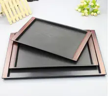 Japanischen stil rechteck platte palette qualität schwarz kunststoff tray rutschhemmende binaural tablett
