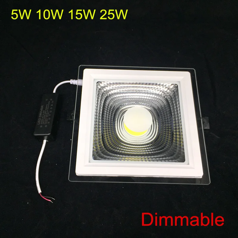 

LED Panel Downlight Super Bright Glass Square Ceiling Recessed Panel Lights LED Spot Light Bulb AC110V 220V LED Driver Include